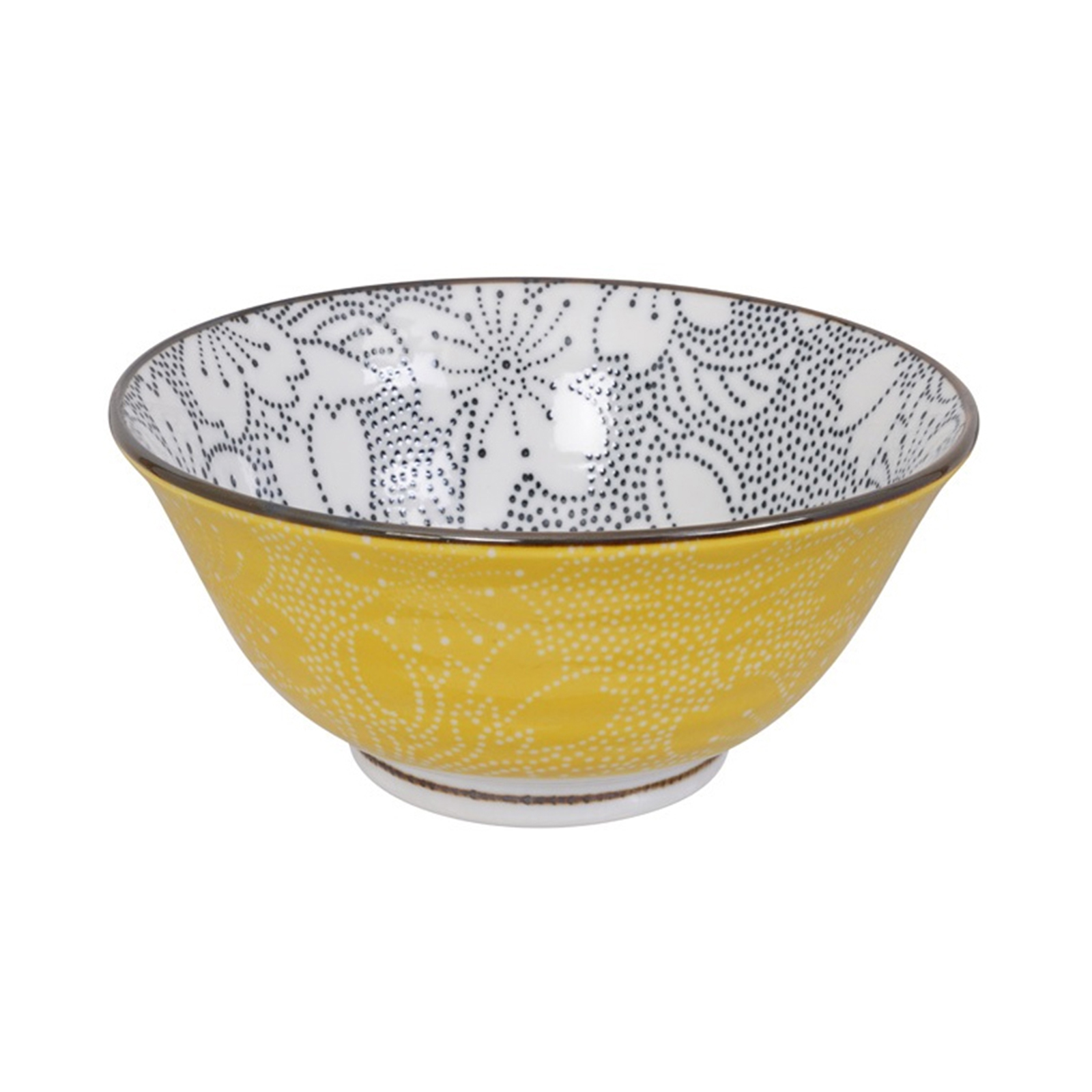 Mixed Bowl Dot, Sakura 14.8x6.8cm, 500ml, Black/yellow 1pc