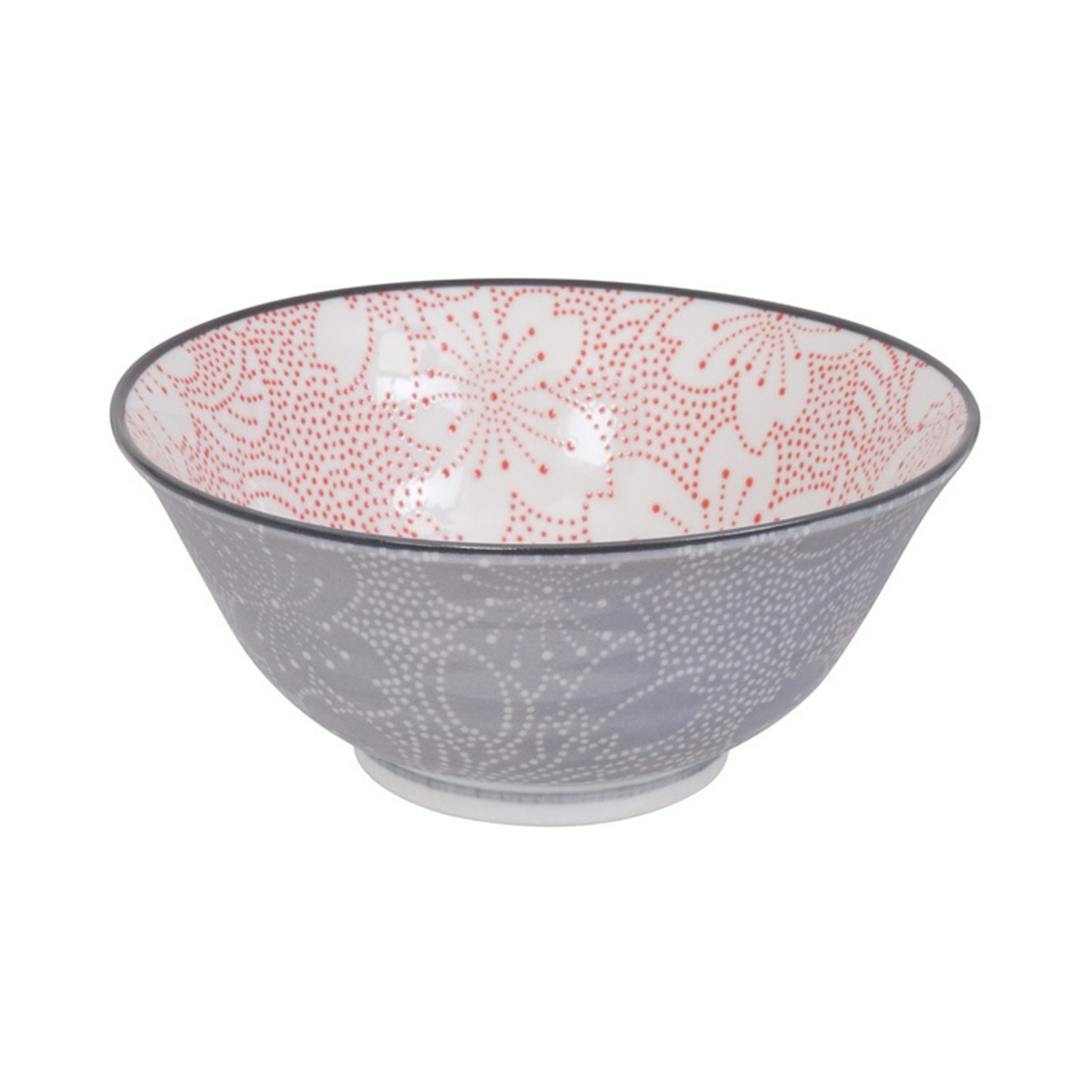 Mixed Bowl Dot, Red/grey 14.8x6.8cm, Hb-7101/c 1pc