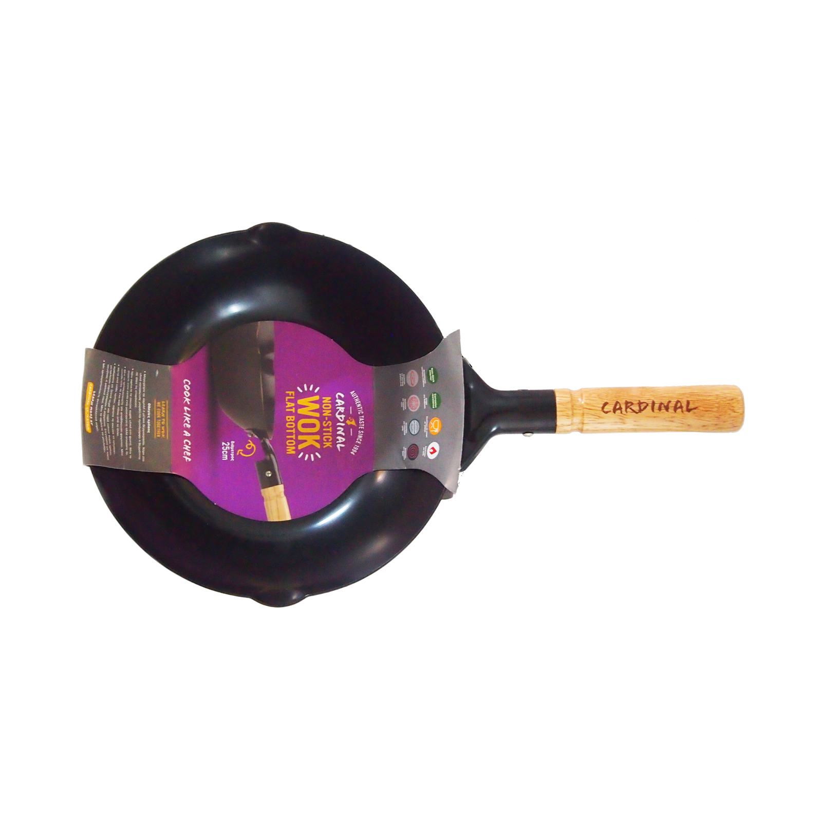  Wok 2 Layer Silicon Nonstick Coating, 2 Spouts, Carbon Steel, Flat 1wh, 2.00mm, 25cm 1pc