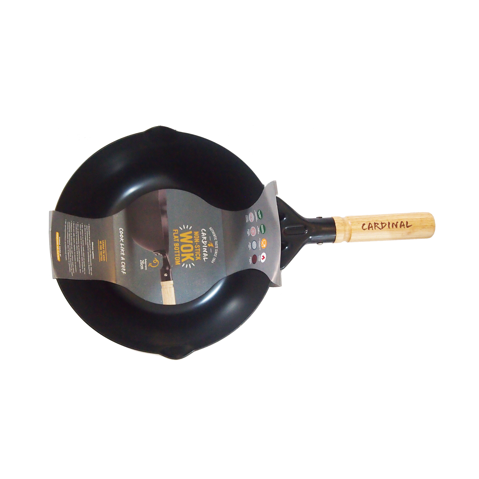  Wok 2 Layer Silicon Nonstick Coating, 2 Spouts, Carbon Steel, Flat 1wh, 2.00mm, 26cm 1pc