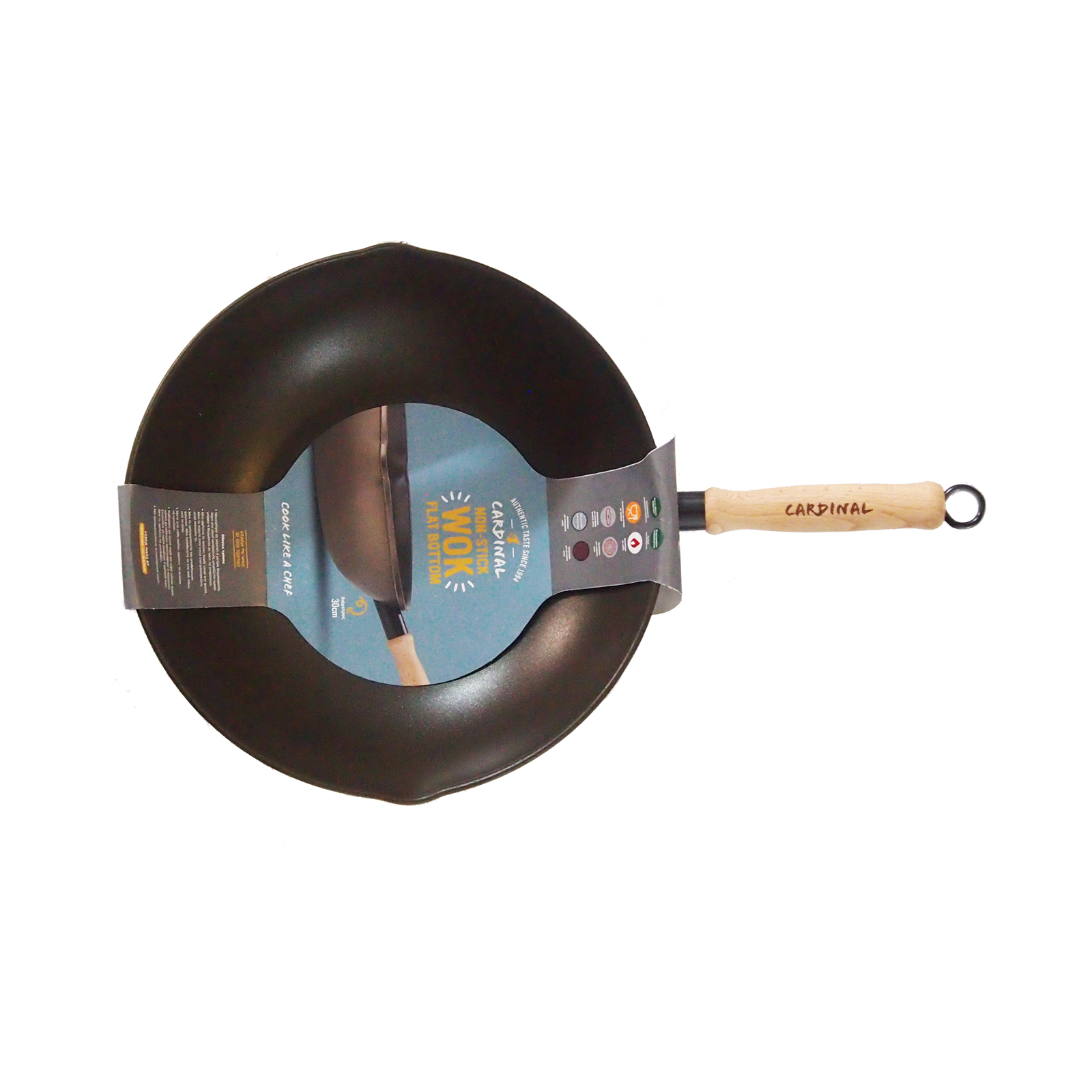  Wok 2 Spouts, 3 Layer Nonstick Coating, Carbon Steel, Flat 1.50mm, 30cm 1pc