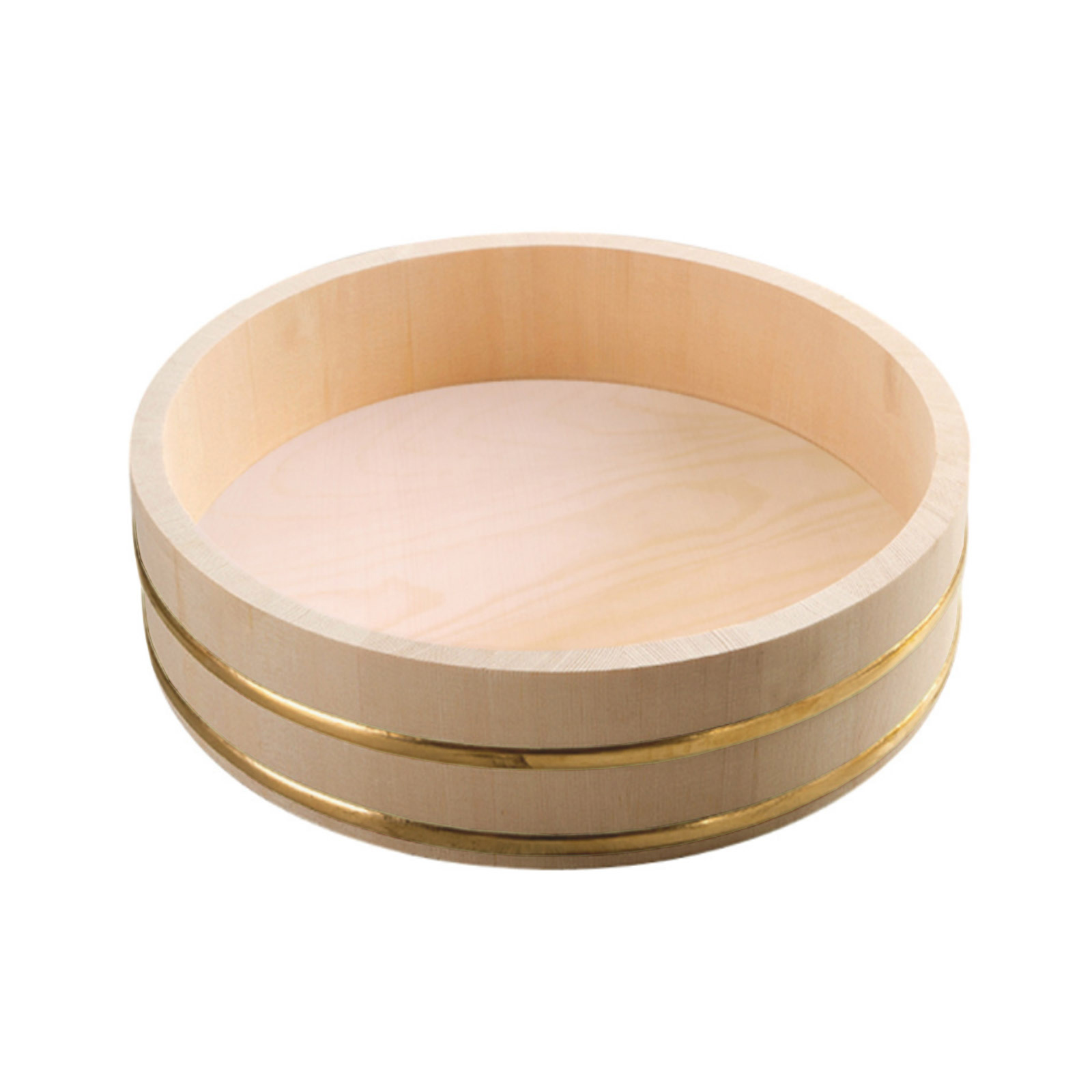 Sushi Hangiri Wood W/plastic Golden Ring 52*14cm 1000gr