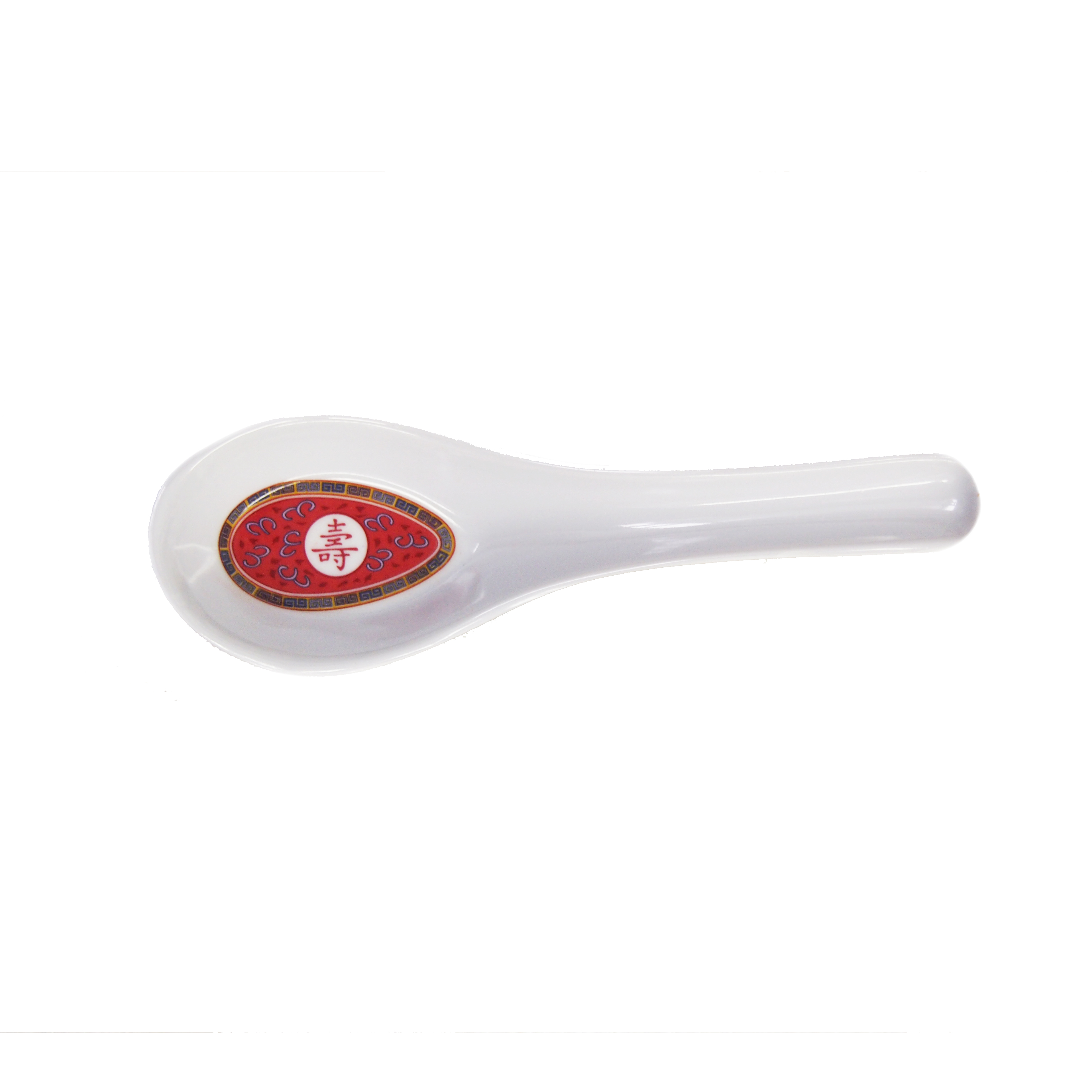 Spoon Melamine, White/red 5.5 In 1pc