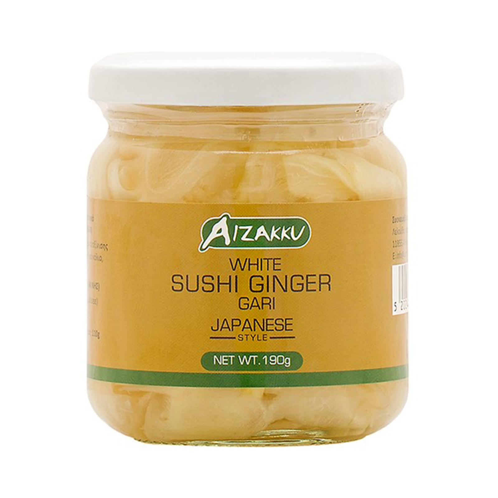 Sushi Ginger Pickled Ginger, Sliced, White, With Sweeteners  190gr