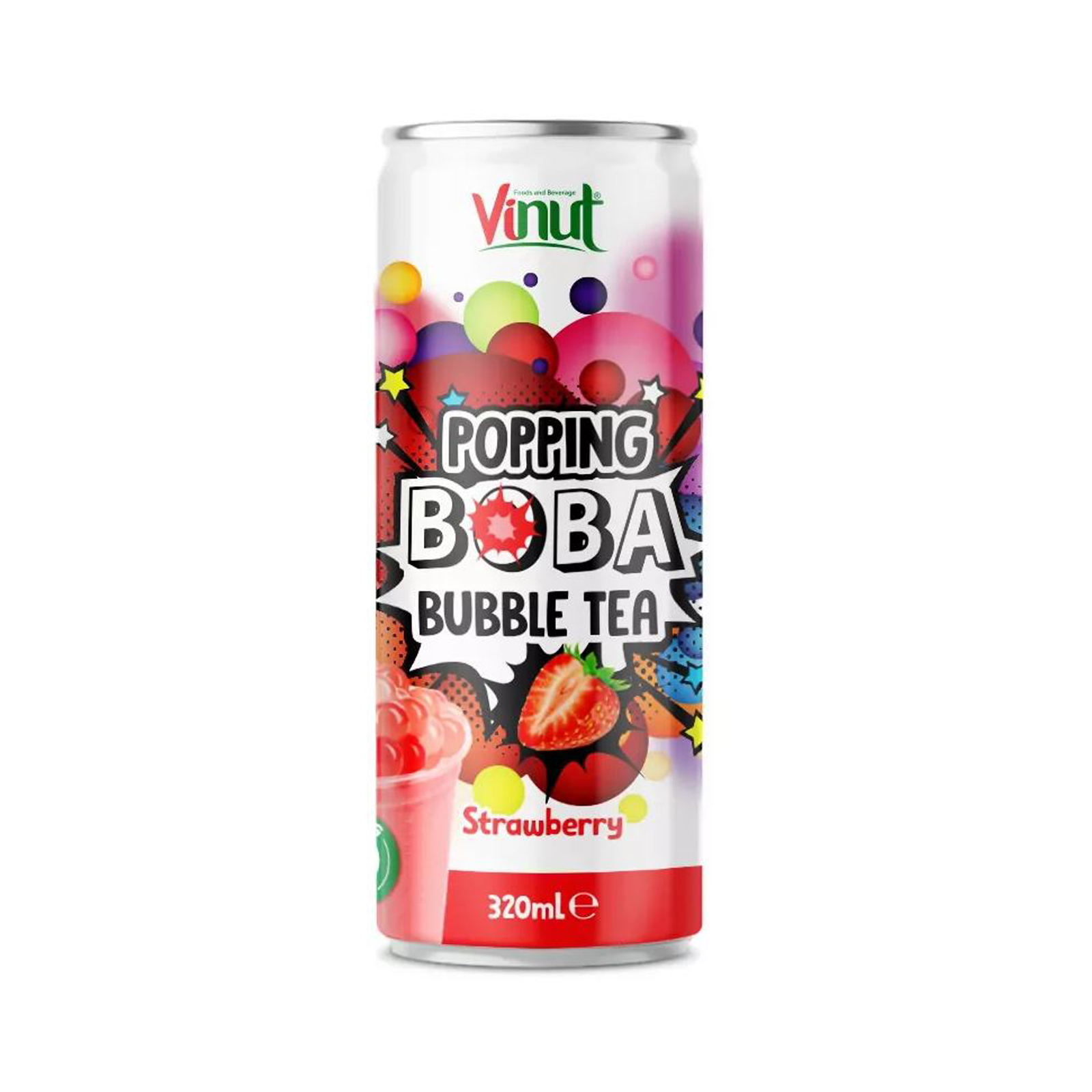 Bubble Tea Popping Boba Drink Strawberry Flavor  320gr/320ml