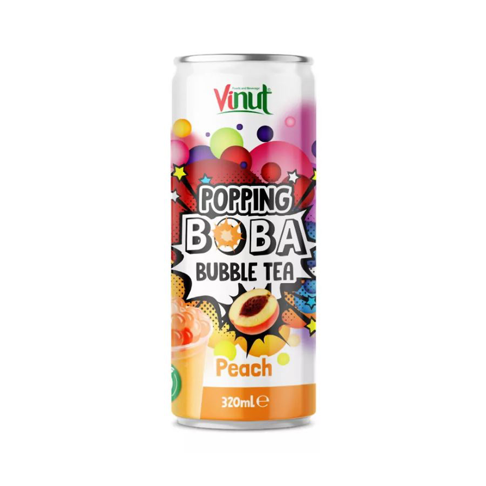 Bubble Tea Popping Boba Drink Peach Flavor  320gr/320ml