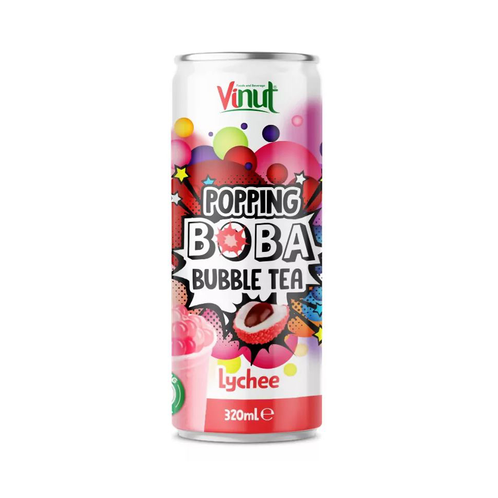 Bubble Tea Popping Boba Drink Lychee Flavor  320gr/320ml