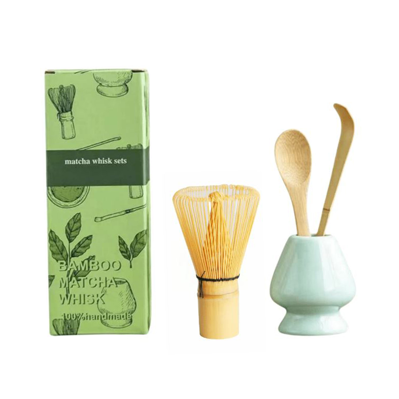 Set Matcha Whisk, Matcha Whisk Cup, Tea Spoon, Tea Stick  1set