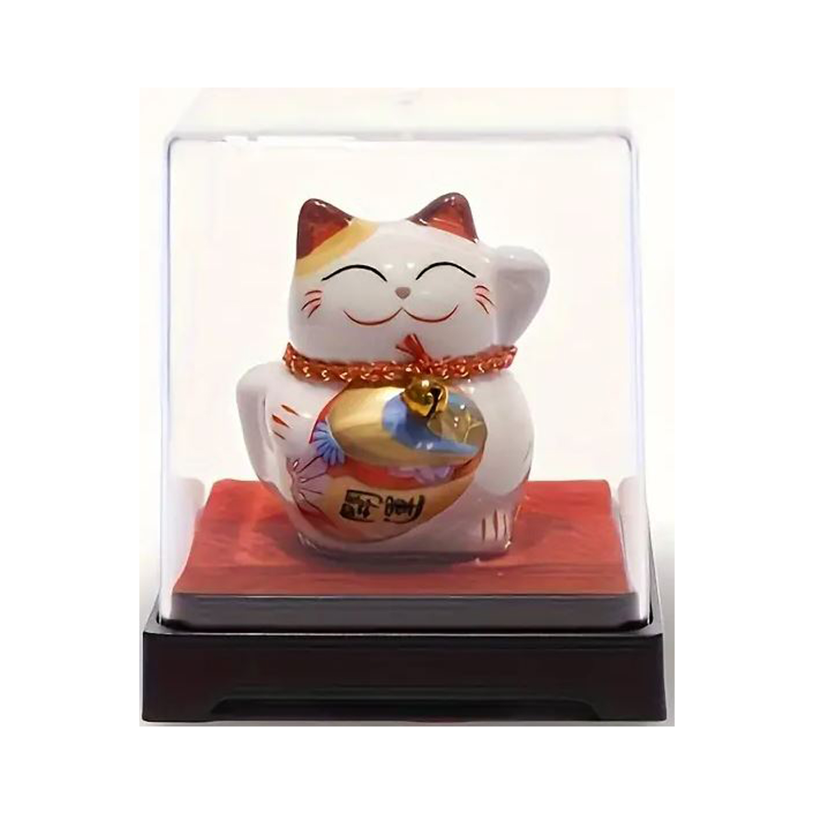 Lucky Cat In Box White & Gold  1pc