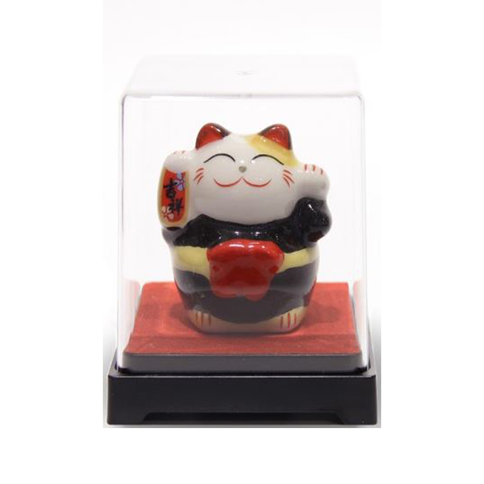 Lucky Cat In Box Black & Red  1pc