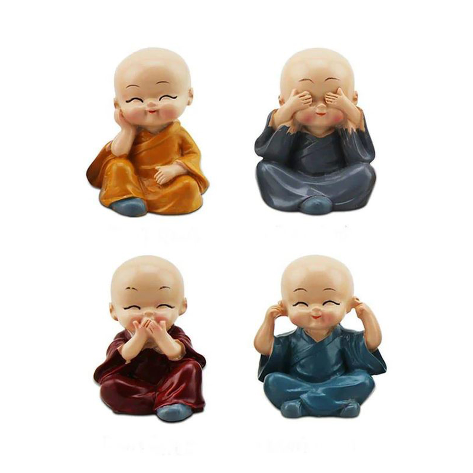 Monk Figurine Four Refusals Pose 4.5cm, 4pcs 1set
