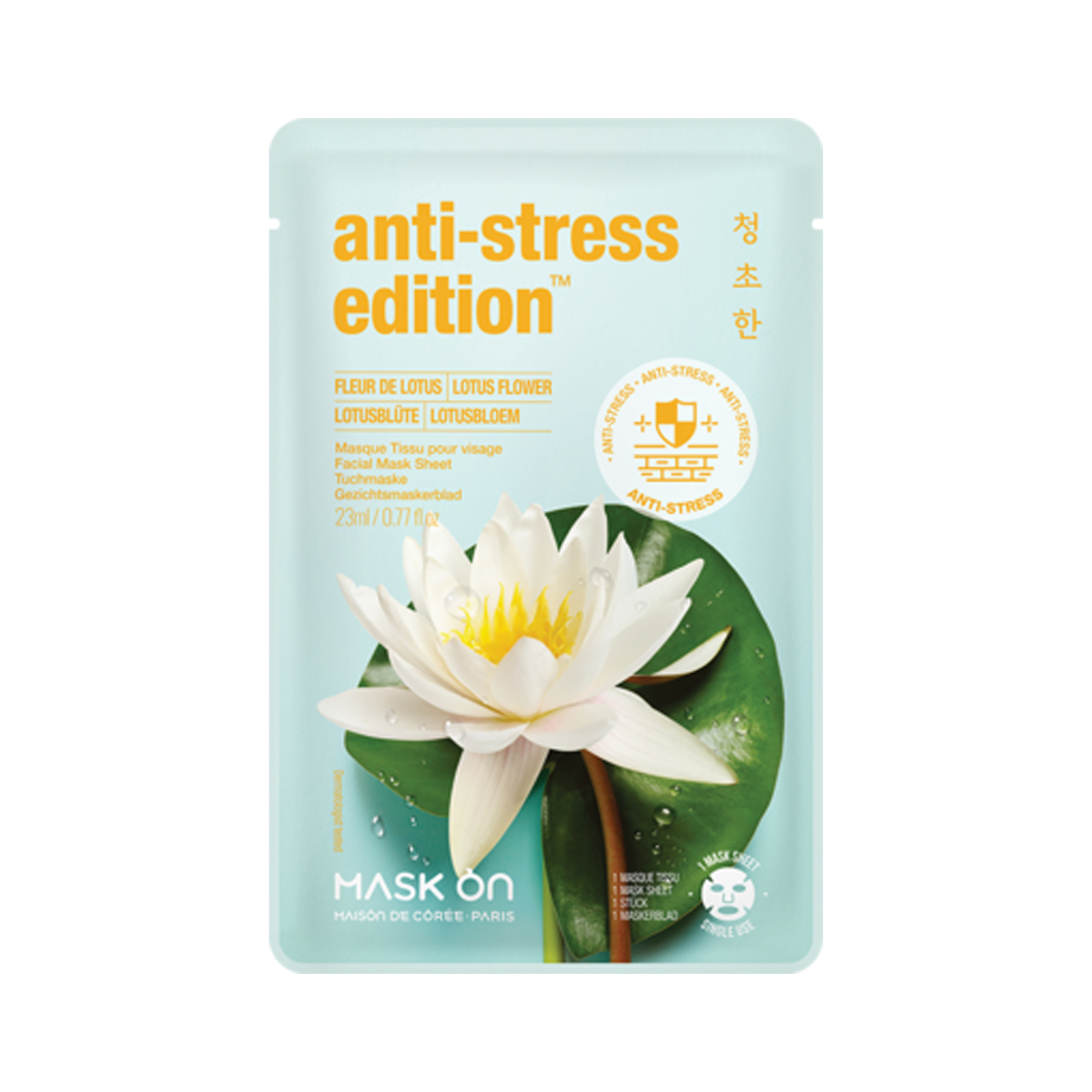 Anti-stress Facial Mask Sheet With Lotus Flower   1pc