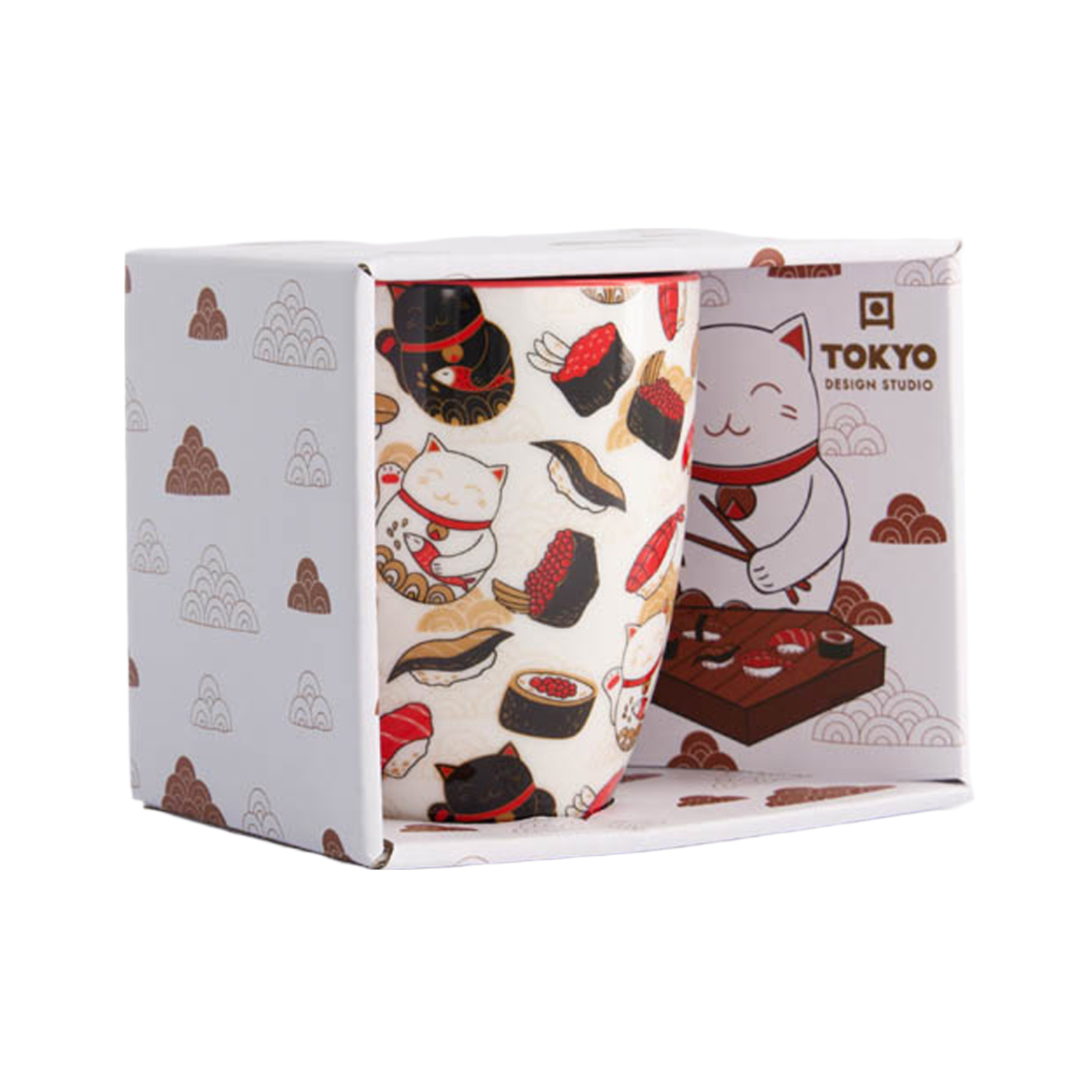 Mug With Giftbox Kawaii, Lucky Cat, Sushi 340ml, 8.5x10.2cm 1pc