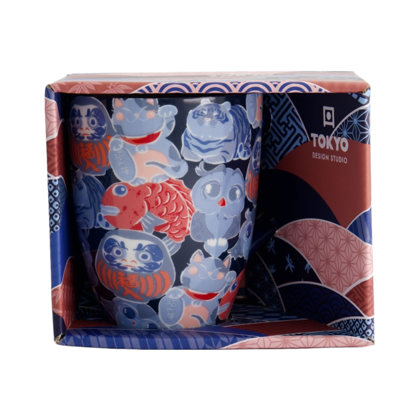 Mug With Giftbox Daruma, Kawaii, Lucky Cat 340ml, 8.5x10.2cm 1pc